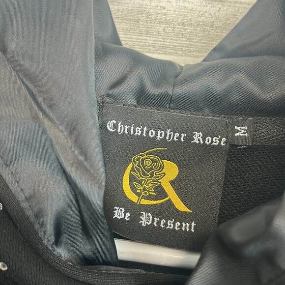 Christopher Rose Dream Rose Hoodie Sweatshirt Men’s Size Medium Rhinestone Rare - Picture 8 of 10